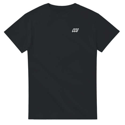 Black t-shirt featuring minimalist CCG logo on the left chest – clean front design by Combat Core Gear